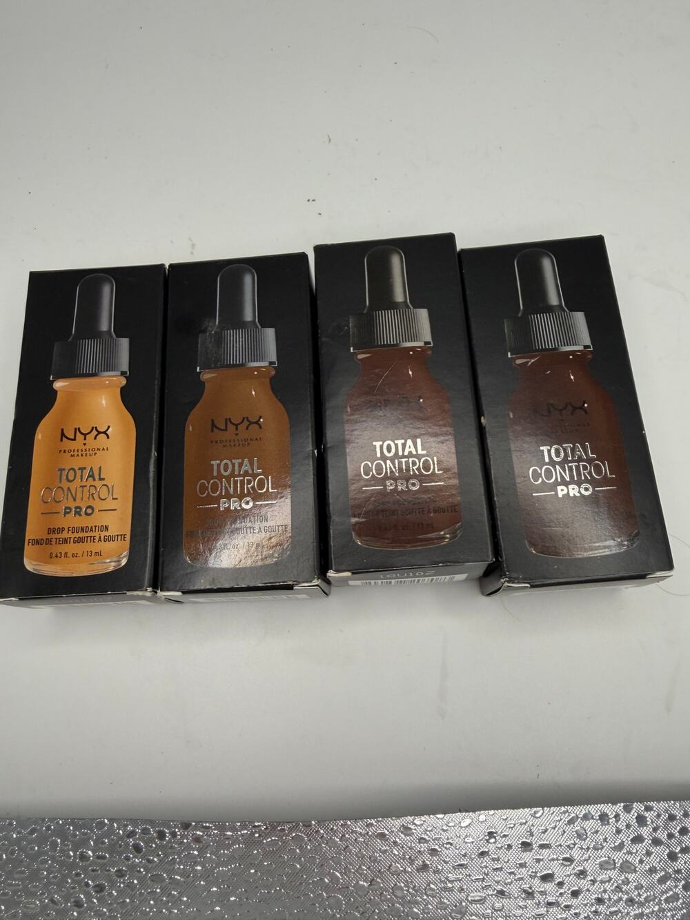 NYX Total Control Pro Drop Foundation Lot 4 Camel Cocoa Deep Ebony 0.43oz NEW